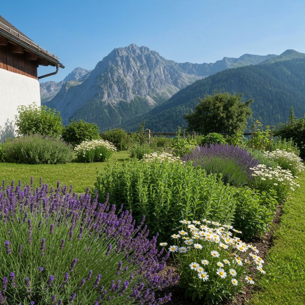 Traditional Austrian alpine herb landscape
