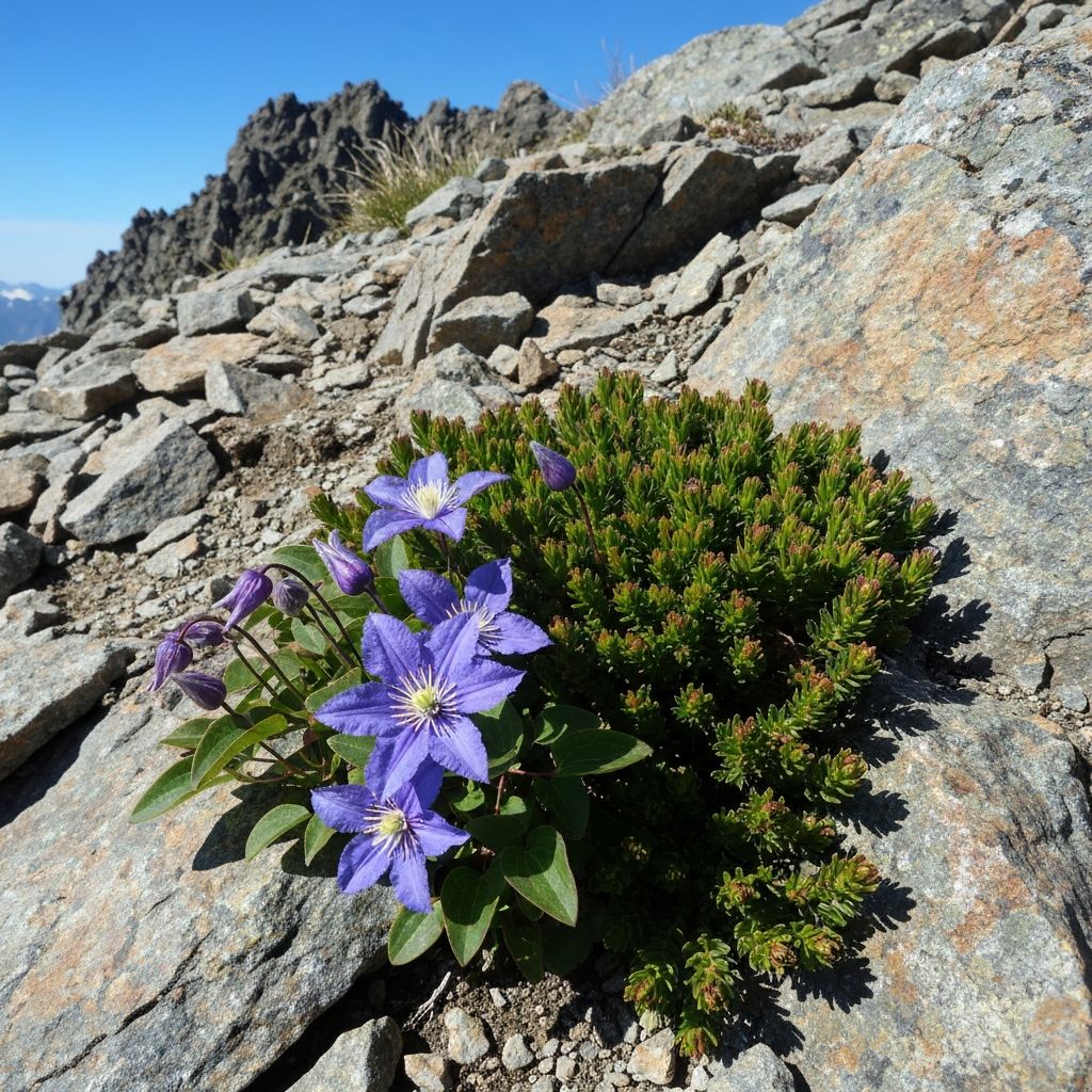 Alpine clematis and dryas flowers
